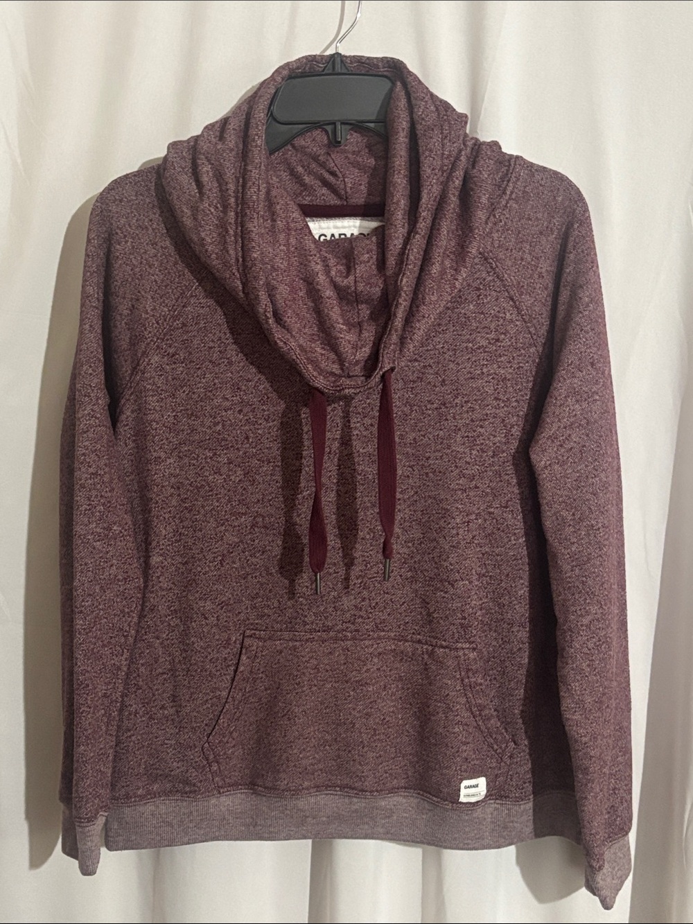 Garage Heathered Plum Cowl Neck Pullover Hoodie